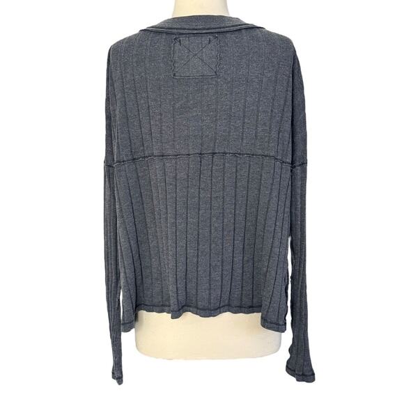 WE THE FREE PEOPLE In The Mix Henley Top Boxy Oversized Ribbed Slouchy Size M - Picture 7 of 10